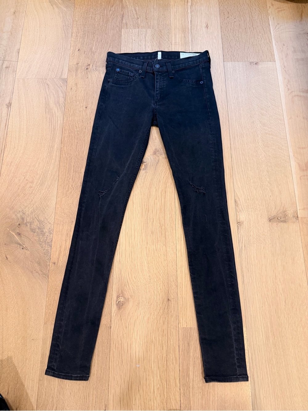 Rag & Bone Black Distressed Skinny Legging Jeans Size 27